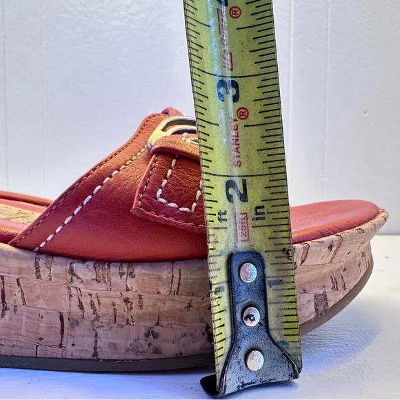 Antonio Melani Logan Orange Leather Cork Wedge Sandals Slides Women's Size 7.5 M - Picture 8 of 13